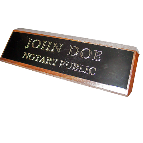 Wisconsin Notary Walnut Desk Sign